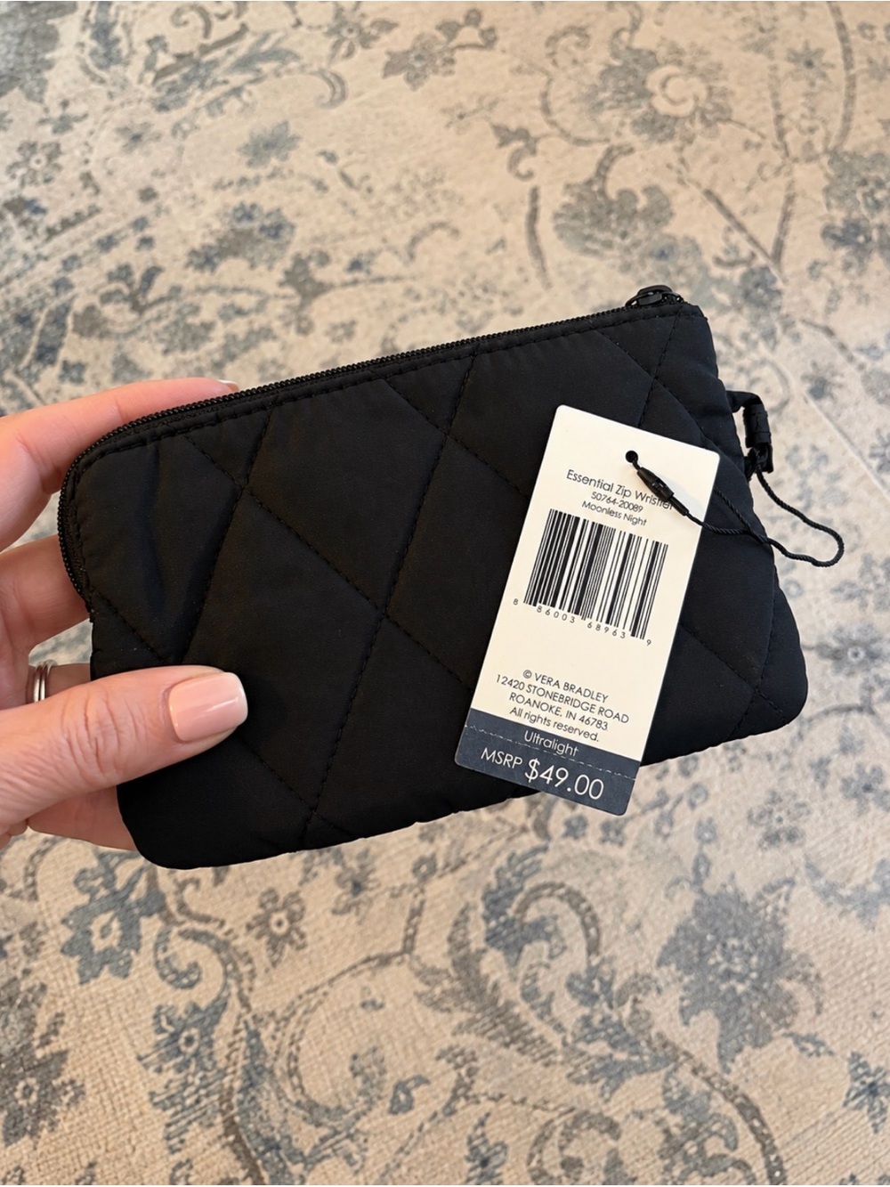 NWT Vera Bradley Essential Zip Wristlet Ultralight Moonless Night Black